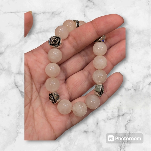 Vintage Park Lane Genuine Rose Quartz Stretch Bracelet - Picture 1 of 1
